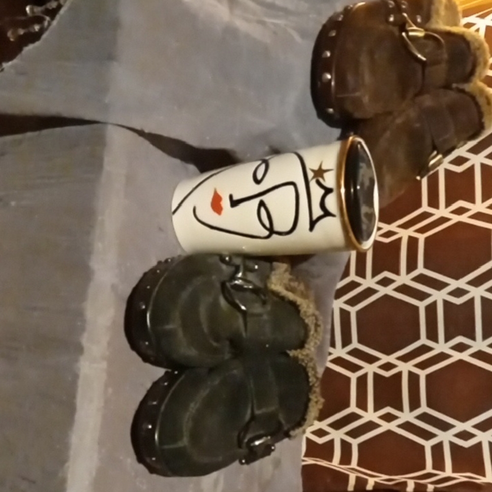 Stuart Weitzman Brown Mules with Shearling Lining